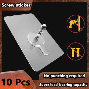 Self Adhesive Screws Hanging Wall Hooks Home Photo Frame Picture Clock Holders Nails Clear Stickers Patches Punch-free Traceless