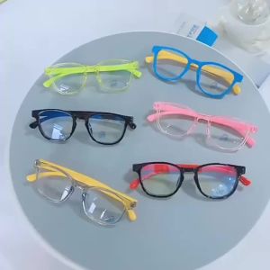 Kính Máy Tính Khung Chữ Nhật Thời Trang Cho Trẻ Em Chống Ánh Sáng Xanh Nhẹ An Toàn Chất Liệu Silicon Dành Cho Bé Trai