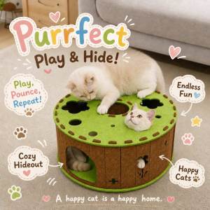 Lovinland Pet Cats Tunnel Interactive Play Toy Round Donut Felt Four Seasons Available Cat Nest Cat Bed Dual Use Indoor Kitten Training Toy