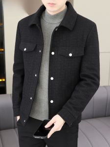 HENGYUANXIANG | Hengyuanxiang Mens Thickened Warm Woolen Jacket Autumn Winter Casual High End Fashion Urban Style Long Sleeve Button Decorated