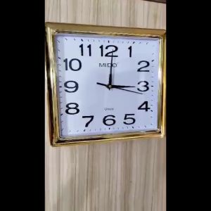 Đồng hồ treo tường mặt vuông 30cm viền mạ vàng sang trọng cao cấp trang trí decor phòng khách phòng ngủ với mặt số to