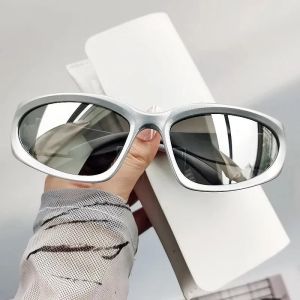 Y2K sunglasses for men and women cyberpunk glasses technological and high-end sunglasses silver riding goggles