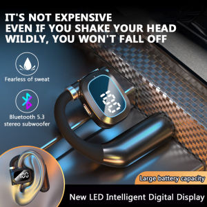 New Bluetooth Headset IPX3 Waterproof Bluetooth 5.0 Long Battery Life G27 LED Power Digital Display Screen Wireless Bluetooth Headset Single Binaural Hanging Ear Not in Ear Bluetooth Sports Headset Running Fitness Universal Headset for All Mobile Phones