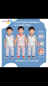 6 Pairs Terno Sando Muscle Tees Pajama For Baby Boys Sleepwear Cotton For Toddler Printed Character Pantulog 0-4 Years Old