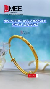 18K Gold Plated Bangle w/Simple Carving Design Jewelry Accessories For Women