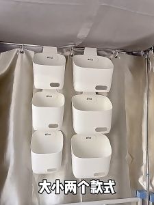 Tiered Hanging Plastic Basket with Hooks - Bathroom Shower Hanging Basket with Drainage Holes Kitchen Room Door Storage Hanging Baskets Organizer