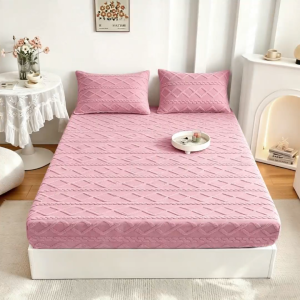Mattress protector Fitted Bedsheet Bed Cover Sheet Taffeine Coral Fleece Milk Plus Flannel Single