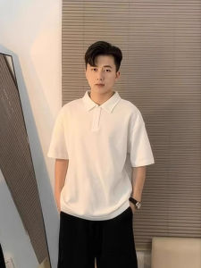 Blouse Collar Polo Shirt White for Men Fancy Mature and Stable Mens Summer Collar T-shirt Cleanfit Short Sleeve