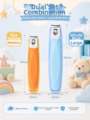 IMLUCKY | Portable Child Nail Clippers Set Cute Anti-Cut Finger Protection Single Nail Cutter Meat Avoiding Splash Proof Baby Care Tools