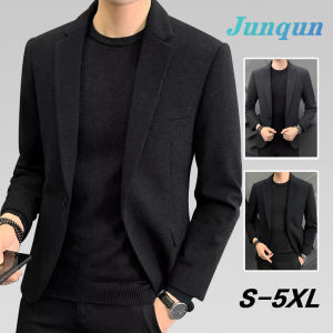 junqun เสื้อสูททรงสลิมฟิตลำลองสำหรับผู้ชาย รุ่น  สไตล์เกาหลี แจ็คเก็ตสูทสำหรับงานแต่งงาน