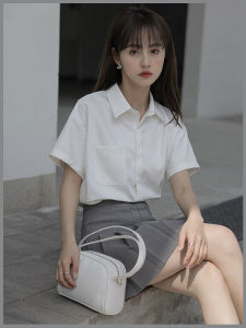 White Uniform Shirt Womens Loose Short Sleeve Design Sensation Summer Large Size Jk School Style Korean Version Polo Collar