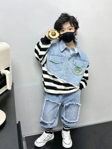 ชุดเด็กชาย ชุดยีนส์ฤดูใบไม้ผลิและฤดูใบไม้ร่วง เสื้อผ้าเด็กชาย ชุดสองชิ้น เสื้อผ้าเด็ก แฟชั่น เสื้อผ้าเด็กชาย