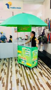 Xe bán trà chanh lắp ráp gấp gọn có ô che to- kích thước xe 80cm