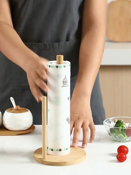 Wooden Paper Towel Holder Tissue Paper Countertop Tissue Holder Rack Paper Towel Stand for