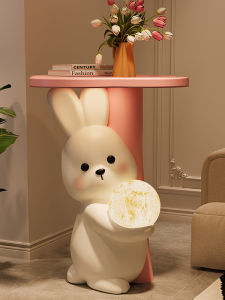Large Cute Rabbit Floor Decorative Tray Living Room Home TV Cabinet Bedside Decorations Moving Gift Resin Handmade Washable