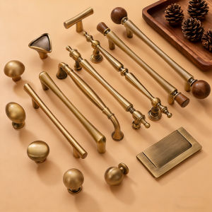 INNDUN | Brass Walnut Drawer Pulls