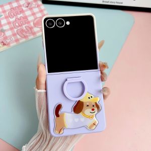 szhaiyu | Cute Puppy PC+TPU Phone Case For Samsung Galaxy Z Flip 8 7 6 5 Flip7FE Flip8 Flip7 Flip6 with Ring Shockproof Protective Cover