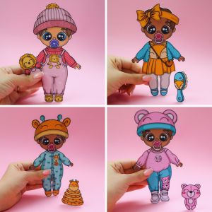 Paper Doll Baby Outfit Dress Up Doll House/Mainan kertas patung/Mainan kanak_kanak/Kertas patung/Education/Busy Book/Buku Senyap/纸娃娃小宝宝换装安静书