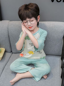 Light Modal เด็ก ชุดนอน เสื้อผ้าเครื่องปรับอากาศสําหรับบ้านสําหรับเด็กผู้ชาย ฤดูร้อน สไตล์ใหม่สบาย ระบายอากาศได้ดี เด็กทารก ชุดรอมเปอร์