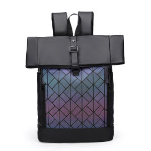 Mens Double-Shoulder Backpack Waterproof Roll-Up Top Commuter Travel Bag Large Capacity Student Bookbag Street Cool Style