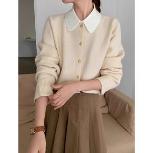 Peter Pan Collar Sweater Undershirt Womens Inner Wear Cardigan Autumn and Winter Classic Style Thickened Fake Two-Pieces Coats Knitting Tops