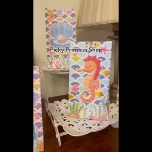 24pcs Under The Sea Mermaid Theme Birthday Party Paper Bag with Stickers Loot Box Loot Bags Keychain Accessories Slap Bracelet Slap Band Balloon Headband Table Cloth