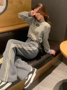 Casual Sportswear Set Womens Autumn 2026 New Fashion Anti-Aging Sweatshirt Wide Leg Pants Two-Piece Set Cotton Long Sleeve round Neck