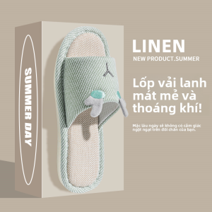 MONLEYTA | Dép vải lanh cotton mùa hè cho nữ Dép đi trong nhà chống trượt bằng vải lanh cotton thấm hút ẩm Dép đi trong nhà cho cặp đôi âm thanh tĩnh