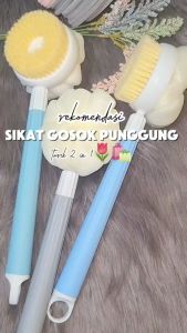 SIKAT GOSOK PUNGGUNG TARIK 2 In 1 Gagang Panjang Shower Puff Eksfoliasi Scrub Badan Bulu Halus