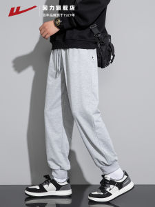 Loose Mens Sports Pants Autumn New Style Grey Drawstring Casual Long Trousers Youth Active Style Polyester Spandex Blend