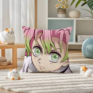 Bandai | Demon Slayer Douma Upper Moon Anime Plush Pillow Cover Soft Short Plush Cushion Cover For Sofa Bedroom Home Decor Gift