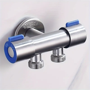 Stainless steel double outlet faucet non-slip handwheel design multi-function toilet flusher bathroom pipe 2.54cm and 2 outle