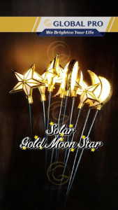 [Raya 2026] SOLAR Gold Moon Star LED Lampu Raya Bulan Bintang Waterproof Outdoor Garden Pathway Ramadan Decorative Light