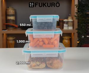 Fukuro Rokku Clip Lock Container 550ml - 2000ml