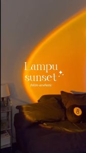 (GRATIS ONGKIR) Lampu Sunset Aesthetic LED Tidur Proyektor Fill Night Lamp Plus Tripod 4 in 1 Efek Matahari Terbenam Warna Pelangi Viral