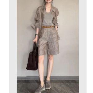 LIANGYILAILIN | Bộ Áo Sơ Mi Thoáng Suống Giống Vải Cotton