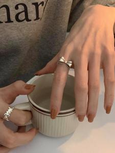 Fashionable Silver Butterfly Knot Ring for Women Trendy Unique Design Finger Ring Accessory by Srrmhyn Commuter Style Alloy