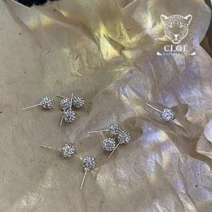 Bông tai nữ chuôi bạc 925 khuyên tai hình cầu phong cách cá tính phụ kiện trang sức Cloe Accessories 5561