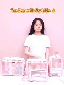S1 Tas Kosmetik/ washbag/ pouchmakeup/ tranparan waterproof