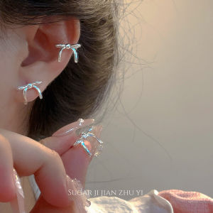 Sugar Ballet Style Butterfly Knot Earrings Women Simple Cold Style Personality Unique No Piercing Bone Clip on Fashion Jewelry