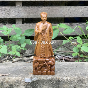 Tượng khổng minh gia cát lượng cao 20 30cm chất liệu gỗ bách xanh cực đẹp