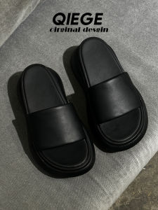 รองเท้าแตะส้นหนาสำหรับผู้หญิง รองเท้าแตะส้นสูงแบบสวมสบาย สีดำ รองเท้าแตะชายหาด รองเท้าแตะแบบสวมสบายสำหรับกลางแจ้ง