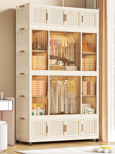 90/120cm Foldable Adult Wardrobe Long Hanger Clothes Storage Cabinet Baby Wardrobe Storage Box Clothes Locker