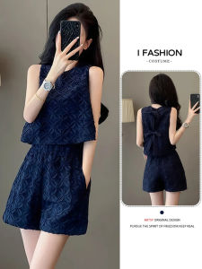 Shalldoer | Fashionable Korean Style Womens Two-Piece Set Sleeveless High Waist Shorts Summer 2025 Elegant High-End Feeling Outfit