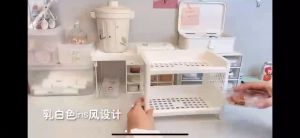 2 Layers Simple Folding Desktop Storage Rack Shelf Student Dormitory Folding Hollow Shelf Skin Care Storage Table Organizer Cosmetic Jewelry Bathroom Rack