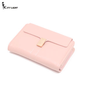 Fashion Women Medium Wallet Card Holder Hasp PU Leather High Capacity Purse