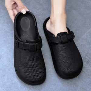 Closed-Toe Slippers Men Summer Outwear Indoor and Outdoor Seaside Beach Non Slip Boken Driving Office Half Slippers