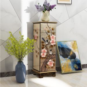 Five-Drawer Chest of Drawers Solid Wood Bedroom Drawer Style White New Chinese Style Storage Living Room Home Use Painted American Style Chest of Drawers Storage Cabinet