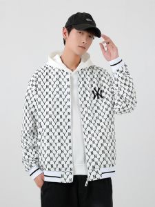 NY NYC Mens Retro Floral Jacket Casual Style Spring Autumn Fashionable Baseball Coat Streetwear Long Sleeve Zipper Closure