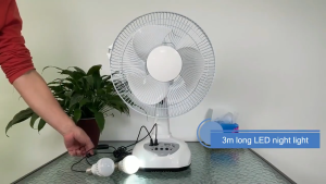 【2025 New】Solar electric fan 18/16/12 inch Stand fan or Desk fan with USB charger 14 Inch wall fan with 2 free bulbs solar panel DC 220v AC charging fan emergency light waterproof IP67 solar light solar rechargeable